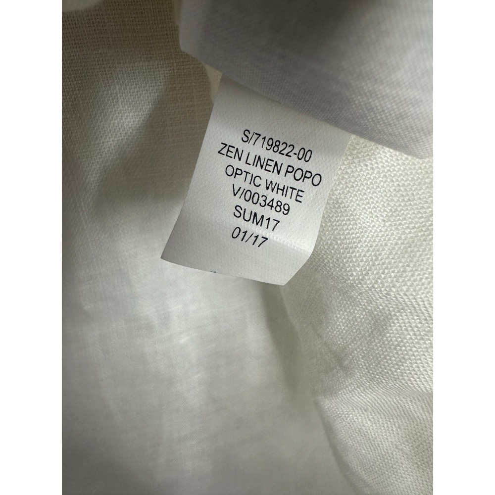 Gap Popover Linen Short Sleeve Top Optic White Women Large Summer Blouse - Picture 9 of 12